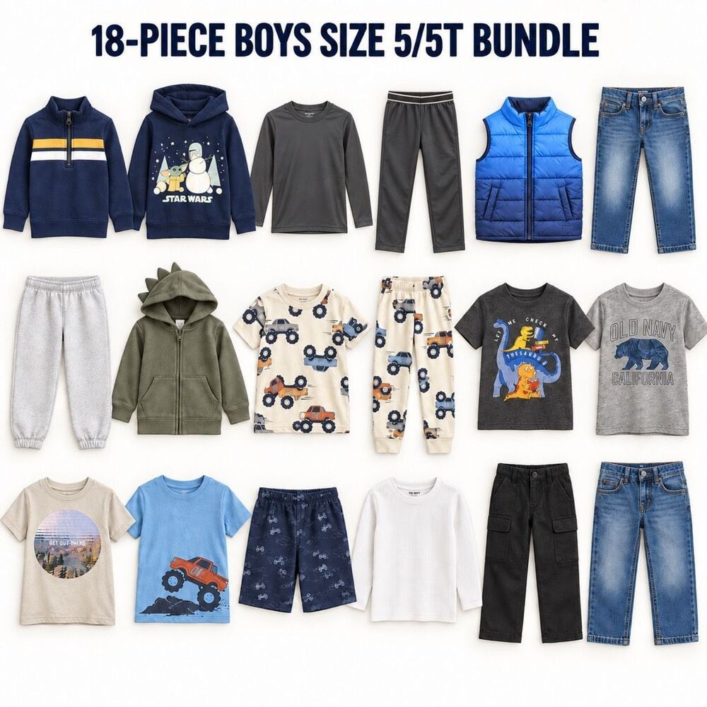 Boys Size 5 5T 18-Piece Clothing Bundle Gap Old Navy Carter’s Star Wars